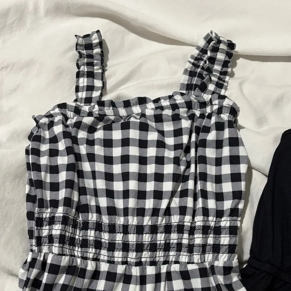 Btween 8 set of 2 rompers shorts Kids Black white Checkered and black worn once